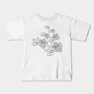 Single line artwork flowers, botanical design Kids T-Shirt